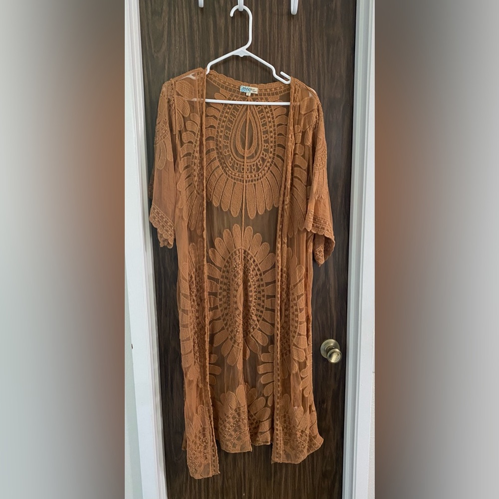 Women's Flowy Kimono Cardigan Lace Crochet Floral Cover Ups